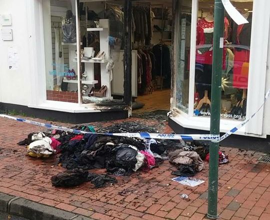 Arson attack on Egham charity shops